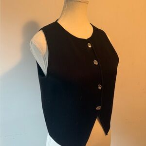 Zara Black Sleeveless Button Down Shirt